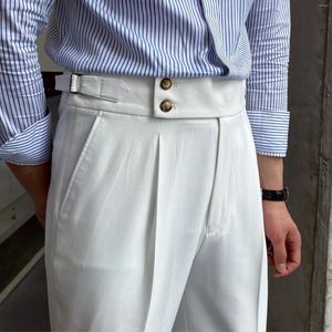 Costumes pour hommes pantalons avec ajusteurs latéraux Naples drapé britannique taille haute jambe droite rassemblements d'affaires costume décontracté social