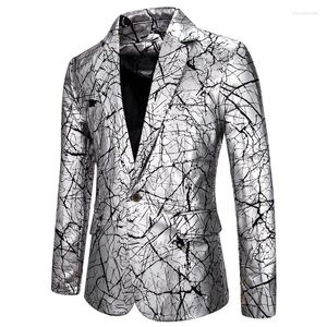 Costumes pour hommes fête d'anniversaire hommes un bouton bronzant fissure impression robe Costumes hommes Blazer africain