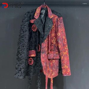 Costumes pour hommes PFHQ Haute Qualité Costume Manteau Automne À La Main Motifs Floraux Simple Boutonnage Imprimer Art Lâche Original Chic Blazers 21Z2722