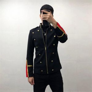 Costumes pour hommes Phnom Blazers vestes Penh couture contraste couleur col montant automne décontracté jeunesse manteau discothèque jeunes vêtements