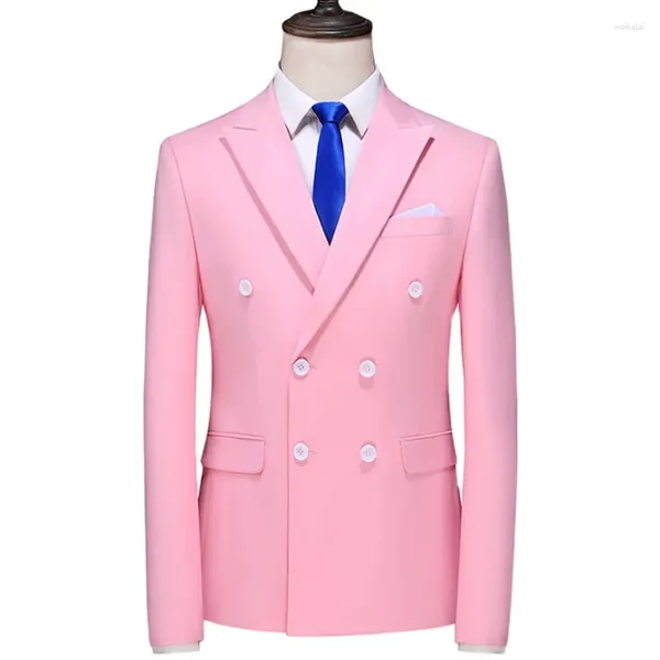 Costumes pour hommes Rose Double boutonnage Costume formel Veste Hommes Bureau d'affaires Blazer Masculino Robe de soirée de mariage Manteau Slim Homme Tuxedo M-6XL