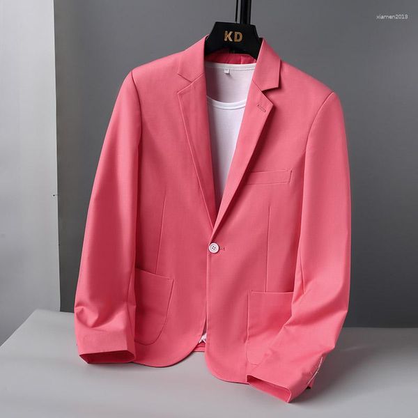 Trajes de hombre Blazer de hombre rosa Chaquetas de traje casual Boda Naranja 2024 Tendencias Ropa de hombre Azul claro Amarillo Oficina de trabajo de negocios sociales