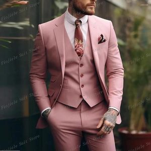 Trajes para hombres Pink Men traje de negocios de negocios Ocasión formal GROUMSMAN Partido de boda Masculino de 3 piezas