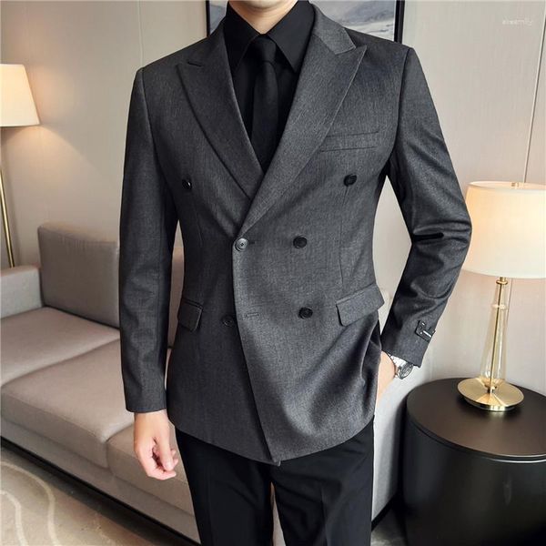 Costumes pour hommes Plus la taille 4XL-S Double boutonnage affaires Blazer Vestes Hommes Vêtements 2023 Slim Fit Casual Tenue de soirée Costume de mariage Manteaux Vente