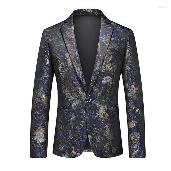 Trajes para hombre de talla grande, chaqueta para fumar con estampado Floral, chaqueta elegante de diseñador para hombre, parte de arriba ropa informal, traje de esmoquin, Blazer clásico M-XXXXXXL