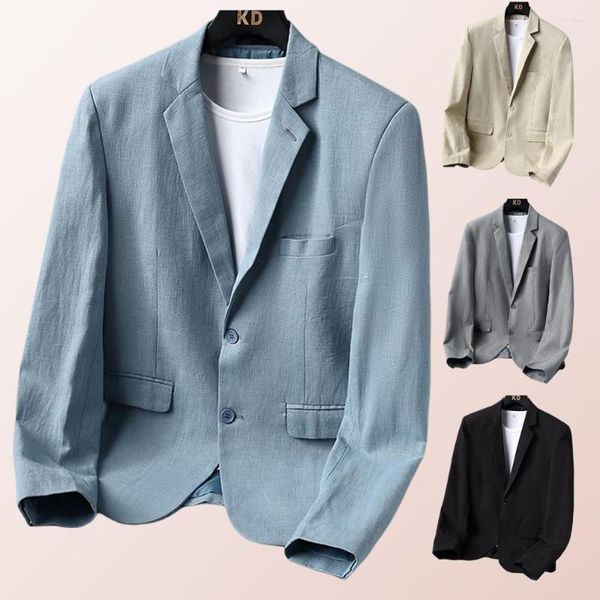 Costumes pour hommes grandes tailles M-6XL blazer décontracté en lin coupe ajustée veste de costume adaptée au printemps et à l'automne doublure en Polyester