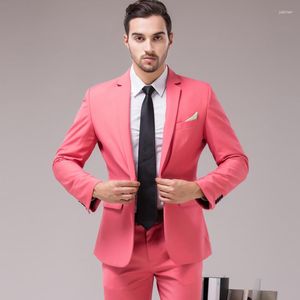 Suits para hombres Plyesxale Pink Suit Men 2023 Classic Mens with Pants Slim Fit Boda para elegantes últimos diseños de pantalones Q2 Q2