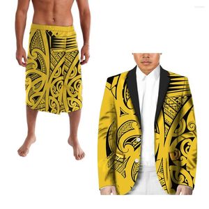 Costumes pour hommes costume décontracté polynésien pour hommes deux pièces revers personnalisé tout motif hébergement mariage bal formel Design rétro