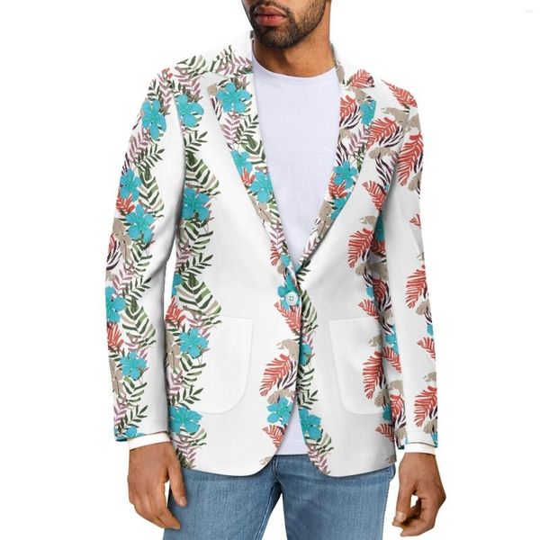 Trajes de hombre Polynesian Tribal Fijian Totem Tattoo Fiji Prints Casual elegante con cuello en V chaqueta estilo traje Homme elegante traje delgado abrigo