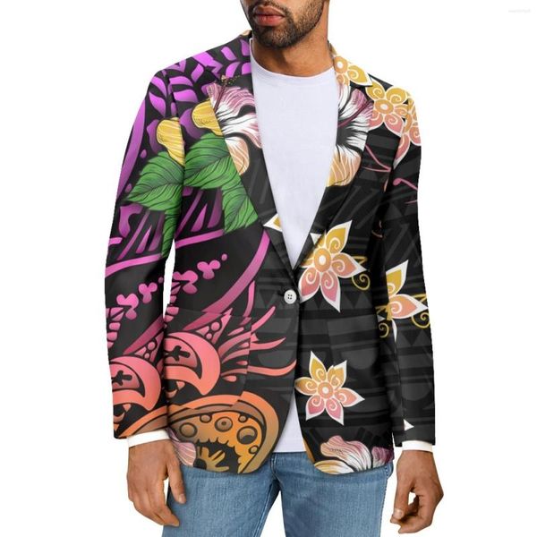 Costumes pour hommes Polynesian Tribal Samoan Totem Tattoo Samoa Prints Business Blazer Hommes Casual Slim Suit Coat Fashion Single Button Officewear