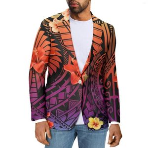 Herenpakken Polynesische Tribal Tongaanse Totem Tattoo Tonga Prints Gentleman Style Business Officewear Elegante Slanke V-hals Pak Jas