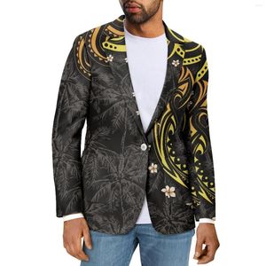 Herenpakken Polynesische Tribal Tongaanse Totem Tattoo Tonga Prints Elegante Casual Mannen Een Knop Pak Jas Slanke Lange Mouwen Blazers heren