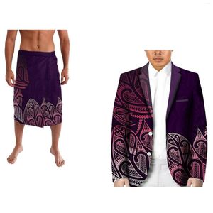 Herenkostuums Polynesisch vintage pak Tweedelig Zakelijk Casual Vaderdagcadeau Tribal Op maat gemaakt herenrok en rok