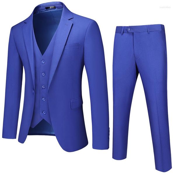 Trajes de hombre Traje formal de color puro 3 piezas Ropa de hombre Estilo inglés Negocio Social Novio Vestido de novia Conjunto Tamaño grande 6XL Doble división