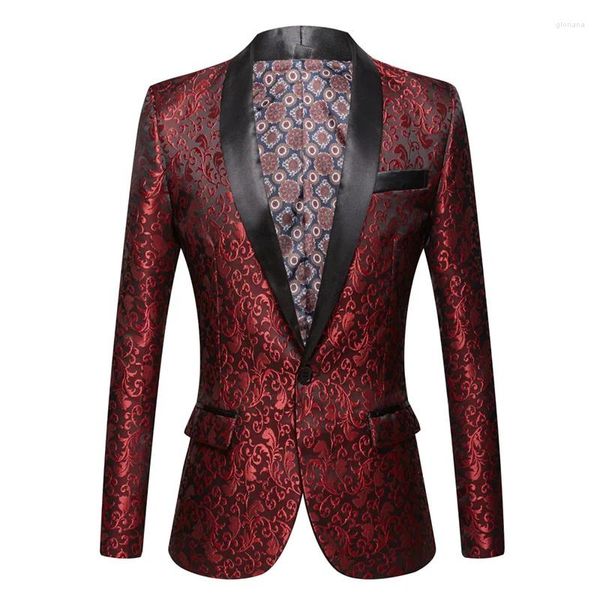 Trajes para hombres Qj Cinga Marca Hombres Lujo Jacquard Traje Chaqueta 2023 Botón de una sola fila Business Wedding Party Blazers Abrigos