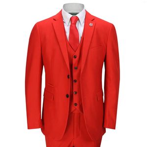 Herenpakken rode mannen sets op maat gemaakte reversblazer. Blazer bruiloft kleding feest slijtage kostuum homme 3 stcs jasbroeken vest outfit