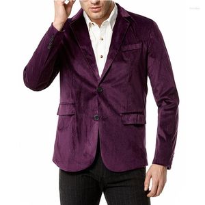 Herenpakken retro paarse fluwelen blazer heren 2023 merk ingekapte revers twee knoppen pak jas dinerfeest bruiloft prom kostuum homme xxl