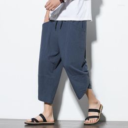 Herenpakken retro straat etnische stijl shorts 2023 Chinees katoenen linnen harem casual bijgesneden broek kleding