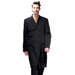 Costumes pour hommes S-4XL ! Personnalisable Hommes Vêtements Coupe-Vent Passerelle Personnalisé Double Boutonnage Yamamoto Style Veste Jeunesse Long Noir Costume