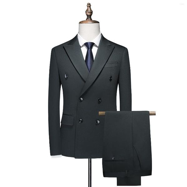 Trajes de hombre S-5XL (pantalones de chaqueta) Moda de negocios Casual Caballero Versión coreana Slim-fit Estilo británico Trabajo Hosting Conjunto de 2 piezas