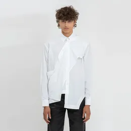 Costumes masculins S-6xl 2024 hommes Vêtements pour femmes Personnalités Pople Poplin Ribbon Shirt White Square Collar plus taille Costumes