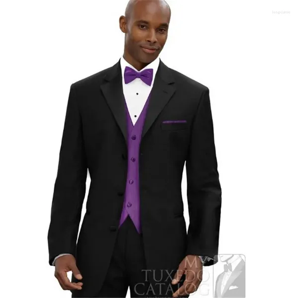 Costumes pour hommes S Marque Style Mode Plus Noir Avec Gilet Violet Mariage Pour Hommes Robe De Soirée Sur Mesure