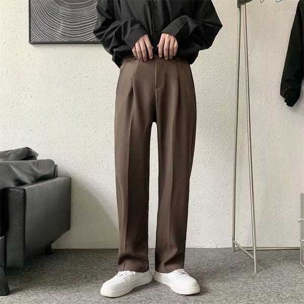 Costumes pour hommes pantalons de costume droits affaissés pour hommes en automne taille semi-élastique de haute qualité jambe large Version coréenne décontractée