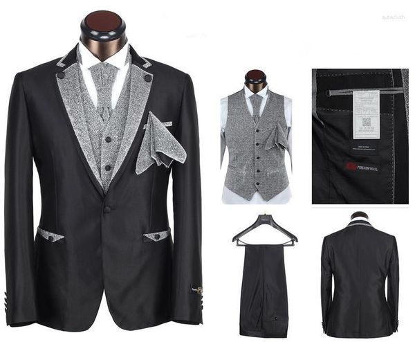 Costumes pour hommes, vente de qualité supérieure, marque italienne, coupe cintrée, 4 pièces, costume de mariage, Tuxedos haut de gamme, robe de soirée noire, 2023