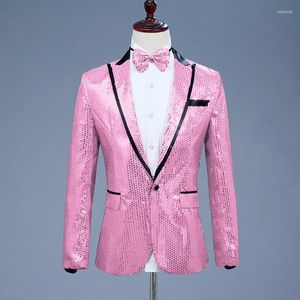 Costumes pour hommes Sequin Party Blazers Costume Manteau Hommes Stage Performance Veste Un Bouton Slim Fit Violet Argent Rose Vestes Discothèque Tops