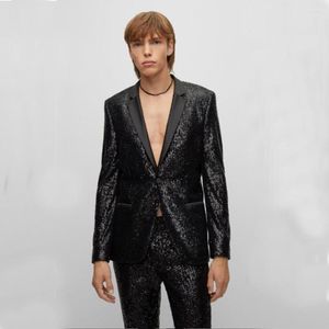 Costumes pour hommes costume à paillettes élégant et élégant 1 bouton revers robes de mariée 2023 homme homme complet vestes Blazer vêtements