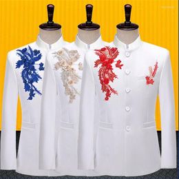 Costumes pour hommes paillettes Blazer hommes tunique chinoise costume col montant veste hommes scène Costumes pour chanteurs vêtements danse étoile Style robe B557