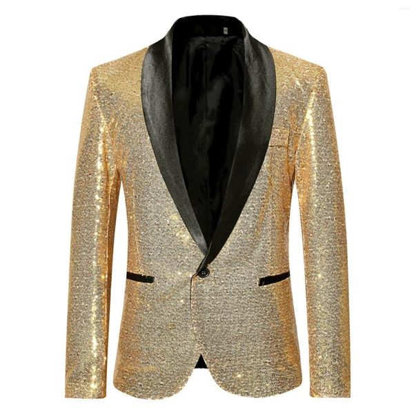 Costumes pour hommes Gold Sequin Glitter paillettes embellies Blazer Veste de nuit masculine Coupe de nuit Mabes Mentes Costume Homme Vêtements de scène pour chanteurs