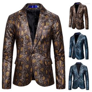 Costumes pour hommes Shiny Men SuitBlazer One Piece Python Pattern Formal Casual Business Trendy Male Suit Jacket En Stock