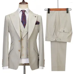 Suisses masculines Siliweya Mens 3 pièces Slim Fit Wedding Business Dinner Suit pour hommes Cenne des Graoom Blazer Blazer Taignage Pantalon