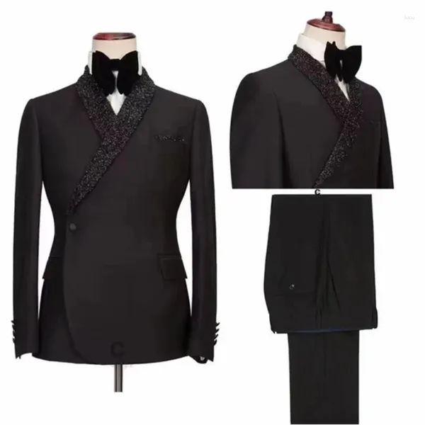 Trajes de hombre Singie Breasted traje de 2 piezas chaqueta de alta calidad de negocios con muescas solapa fiesta bola esmoquin Casual novio boda