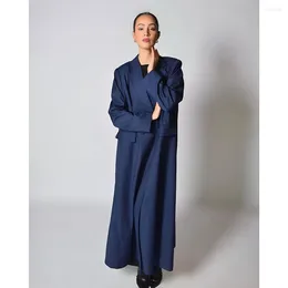 Herenpakken Single Breasted Notch Revers Dubbele Elegante Vrouwen Krijtstreep Losse Casual Outfits Op maat gemaakte Lange Moslim Abaya 2024