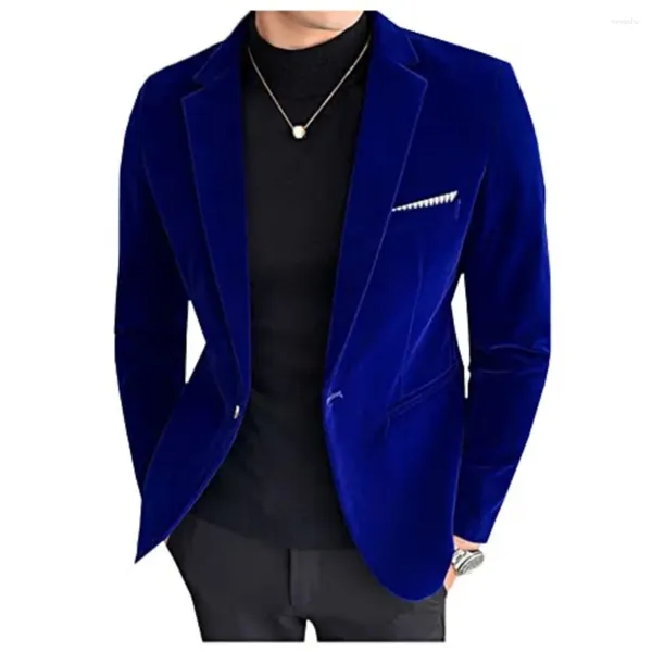 Trajes de hombre de un solo pecho de terciopelo azul real 2 uds conjunto de traje de pantalones de abrigo para traje para boda graduación Terno Masculino diseño