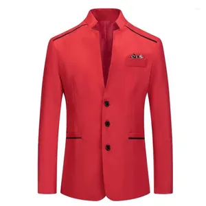 Costumes pour hommes Costume une pièce Mode jeunesse Style urbain Casual Col montant Couleur Assortie Veste Blazer Masculino Slim Fit Vêtement