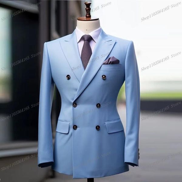 Costumes masculins Blue Blue Blazer Business Office Formal Bureau Travail occasionnel Prom Single Veste Fashion Party Fashion Male B04