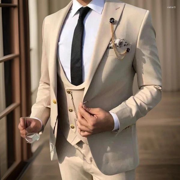 Costumes pour hommes coupe ajustée 3 pièces Style italien mariage marié smoking personnalisé affaires mode costume (veste pantalon gilet) 2024