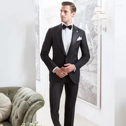 Trajes para hombres Fit delgado Caballeros negros COMPLETOS Pantalones de 2 piezas Blazer Blazer elegante Terno Ropa Hombre