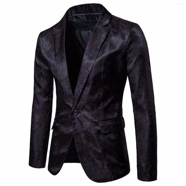 Trajes para hombres Blazer Slim Fit para hombres 2024 Elegante Casual Color sólido Fiesta de bodas de negocios Outwear Diseño de grano oscuro Traje regular Top