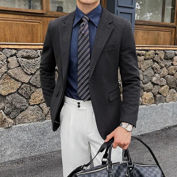 Trajes para hombres Slim Fit Business Suit Jacket Fashionable informal sólido sólido Exquisito estilo coreano M-4XL