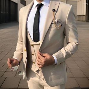 Costumes pour hommes coupe ajustée personnalisé 3 pièces Style italien mariage marié smoking costume de mode d'affaires (veste pantalon gilet) 2024
