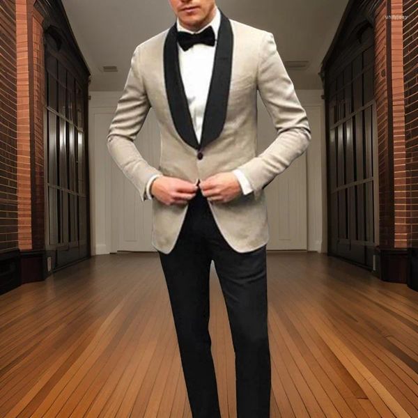 Trajes de hombre ajustados italianos para hombre 2 piezas personalizado novio boda esmoquin chaqueta de graduación con pantalones negros traje masculino 2024