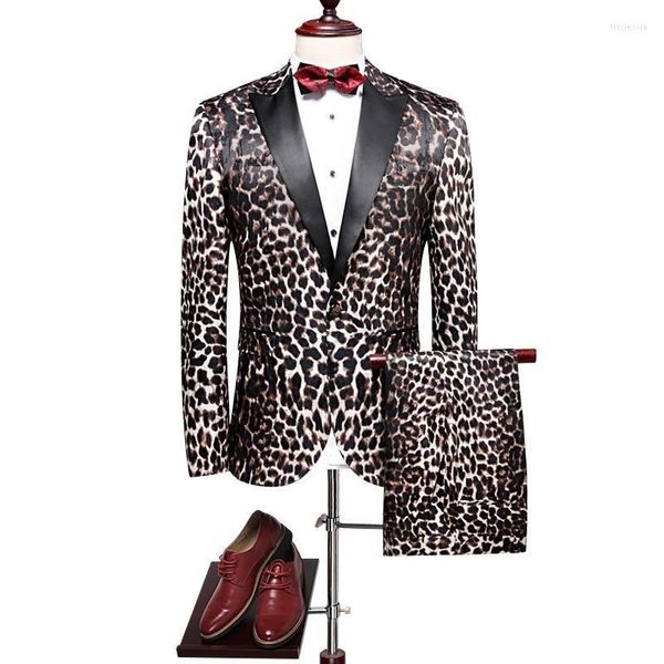 Costumes pour hommes Slim Fit costume de fête de mariage de luxe pour hommes marque italienne motif léopard bal pour hommes vêtements de scène de haute qualité