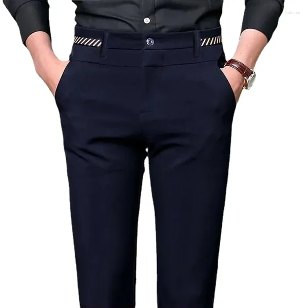 Trajes de hombre Pantalones de vestir elásticos ajustados para hombres Oficina que no necesita planchado Pantalones de traje de negocios de boda finos de primavera y verano Negro Azul