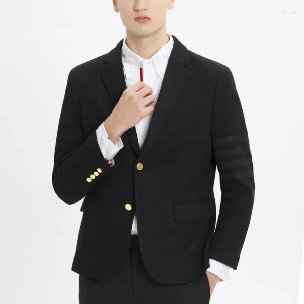 Ternos masculinos fino ajuste terno jaqueta de lã botão para baixo negócios formal blazer marca moda casual sólida festa de casamento