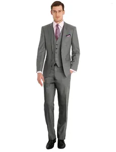 Costumes pour hommes coupe ajustée deux boutons veste gilet pantalon smoking costume de dîner trois pièces