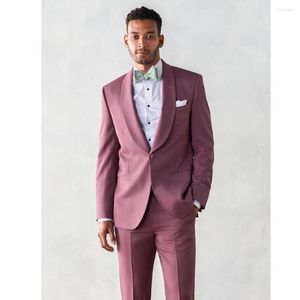 Herenpakken Effen Kleur Hoge Kwaliteit Sjaal Revers Slim Fit Single Breasted Een Knop 2 Stuk Jas Broek Luxe Volledige Set Terno